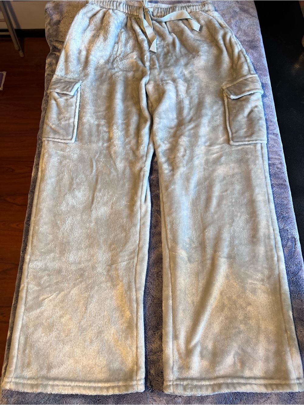 Planet Heart Gray Plush Fleece Velour Cargo Sweatpants Size XL